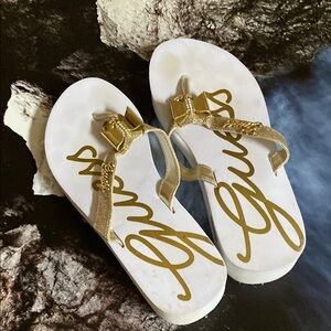 Guess Women's Gold Flip Flops
